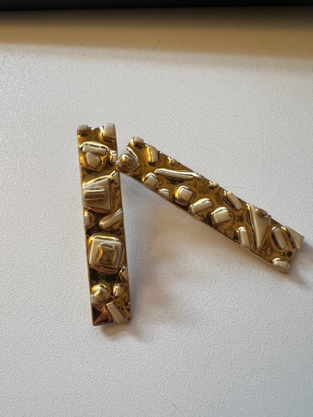 Handmade NYC Artist – Gold Geometric Rectangle Earrings